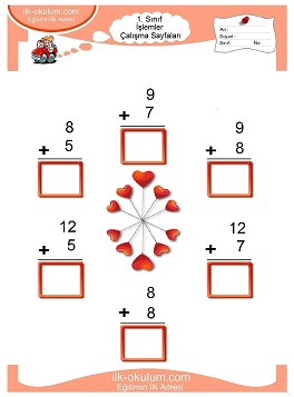 Çocuklar İçin toplam işlemi yaprak testleri 